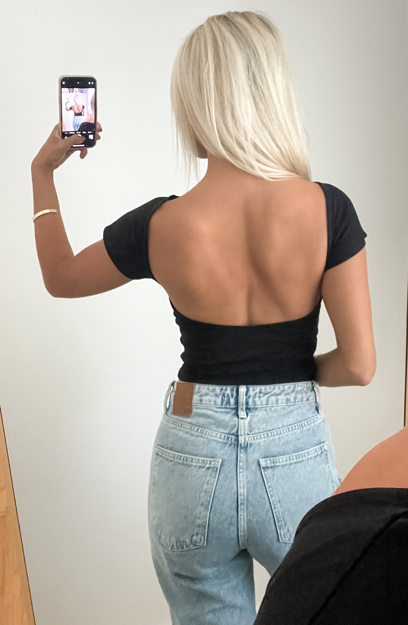 Open Back Black Top